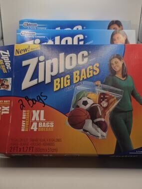 10 Bags Ziploc Big Bag XL Double Zipper 24" x 20" Handle Plastic Storage Sealed